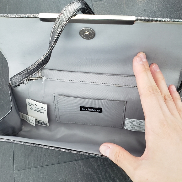 Silver Metallic Clutch Handbag - Picture 5 of 5